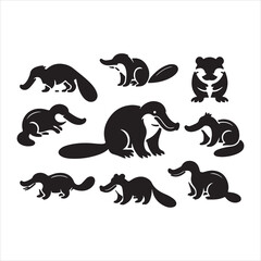 set of silhouettes of cats