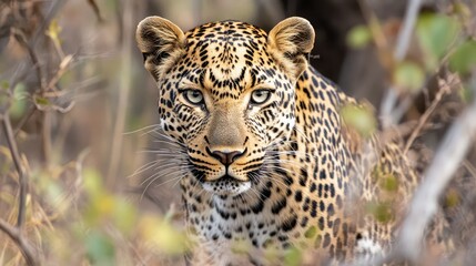 Fototapeta premium A silent and deadly approach as leopards creep through the underbrush.