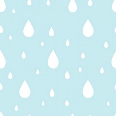 Raindrop seamless pattern, light blue background, white drops