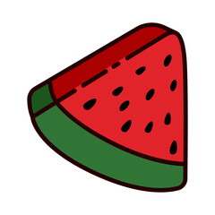 Color icon of fresh watermelon fruit in simple and contemporary flat design. for logo, infographic, mobile apps, print, UI, web design, and advertising