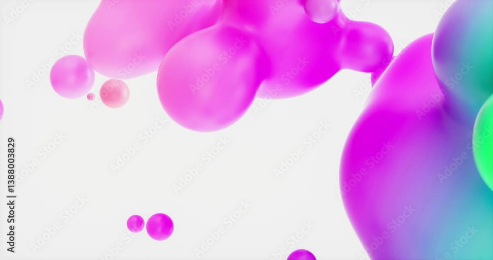Aufkleber Abstract 3d geometric art with fluid floating liquid blobs, soap bubbles. colorful gradient 3d motion graphic.