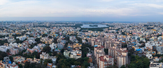 Aerial view of Bengaluru urban area, is one of the fastest-growing cities in the world,.