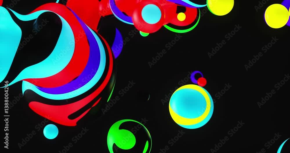 Aufkleber Abstract 3d geometric marble art with fluid floating liquid blobs, soap bubbles. 