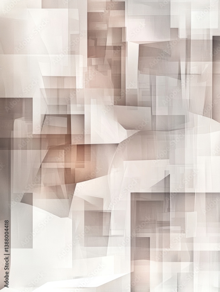 Leinwandbilder Explore a modern abstract digital landscape with structured pixel forms in soft neutral shades, ideal for creative projects or backgrounds