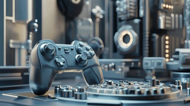 Grey video game joystick  essential gear for cloud gaming and enhancing your gamer workspace