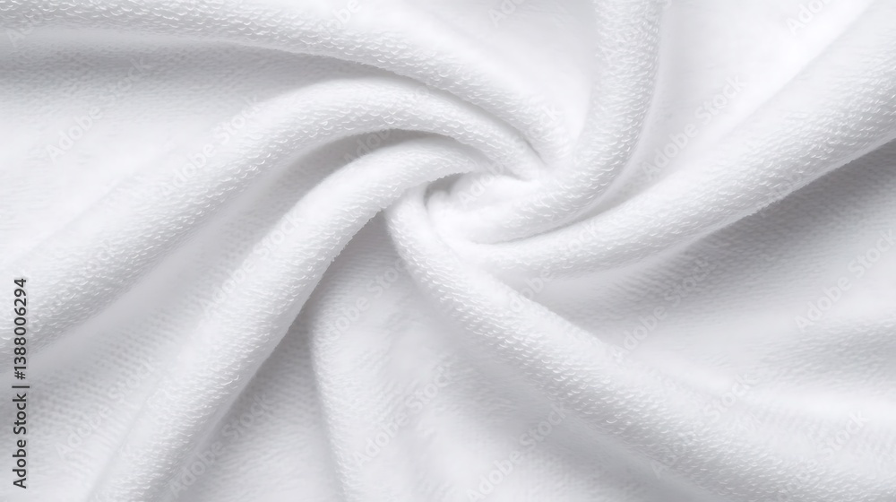 Poster clean white fabric texture close-up with delicate folds and soft shadows, ideal for backgrounds or d