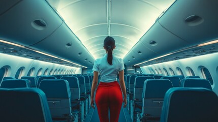 Airline crew member assisting passengers on airplane a glimpse into aviation service and travel