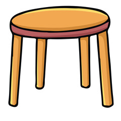 Cute cartoon hand drawn vector wooden stool clipart.