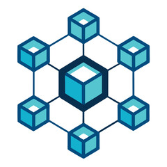 Abstract blue 3D cubes form a seamless geometric pattern with a vector design