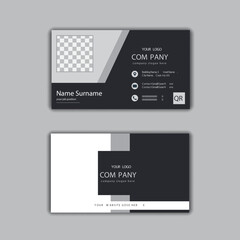Black color and grey color with photo business card layout design vector template horizontal and vertical.
