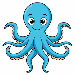 set of funny cartoon octopus