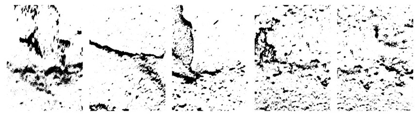 Set of different distressed black grain texture. Grunge overlay textures with dust grain isolated on white background.Simply Place illustration over any Object to Create grungy Effect.