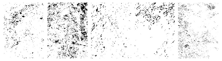 Set of different distressed black grain texture. Grunge overlay textures with dust grain isolated on white background.Simply Place illustration over any Object to Create grungy Effect.