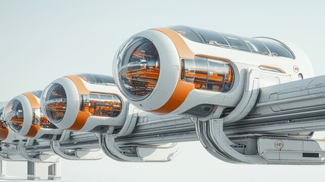 Futuristic hyperloop station concept for urban transport revolution