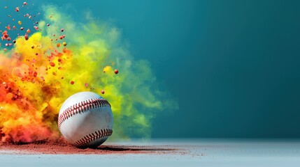 Dynamic softball action sports field neon watercolor art vibrant environment close-up perspective