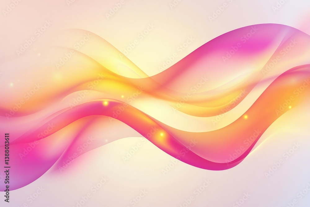 Poster Surreal abstract background featuring glowing energy waves representing movement and weight loss with bright warm colors and smooth fluid forms