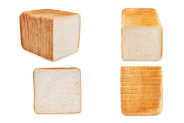 White square sliced bread on a white isolated background