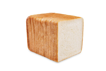 White square sliced bread on a white isolated background