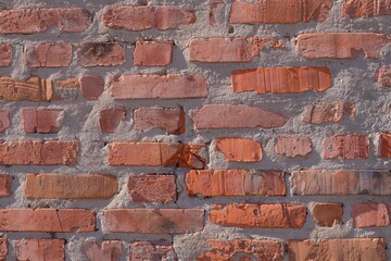 Old red brick wall. Brick wall structure, background for design.