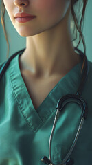 Female Healthcare Worker Holding Stethoscope