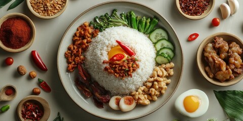 Highquality photo of Indonesian nasi goreng on gray background