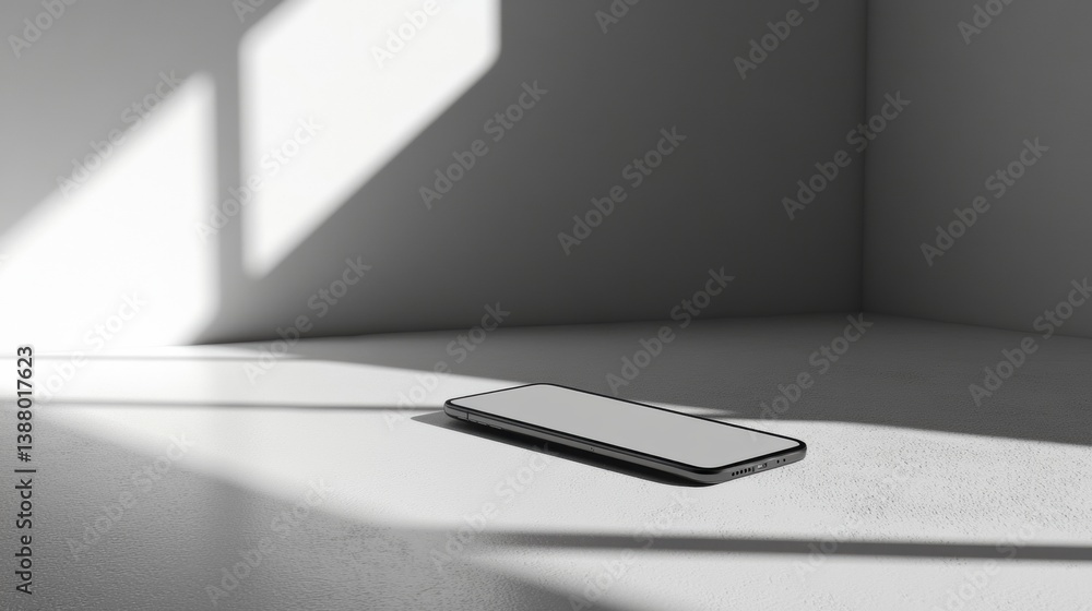 Leinwandbilder sleek modern smartphone on a clean white surface under soft diffused lighting in a minimalist settin