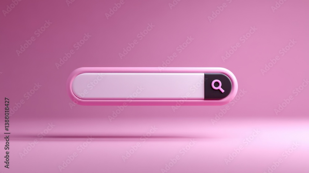 Poster blank minimal search bar box on website interface background with searching or finding button. 3d re