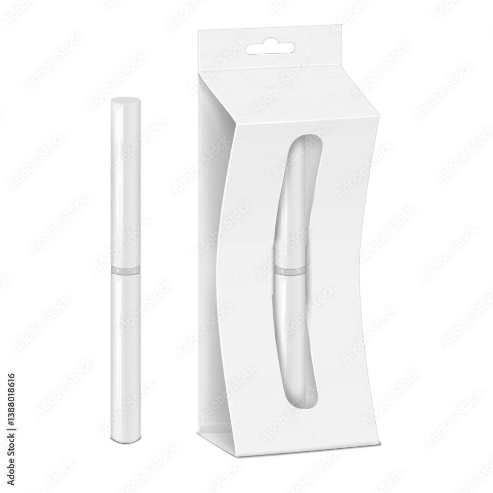 Canvas Prints white blank round screw cosmetic bottle with window paperboard box. realistic 3d vector mock-up. mak