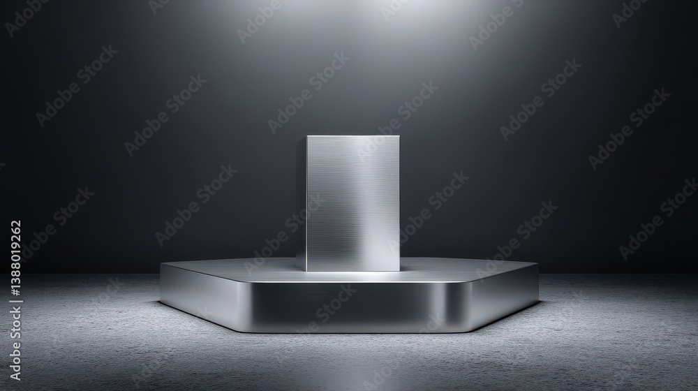 Aufkleber blank silver template podium black 3d background of presentation pedestal stage studio platform or e
