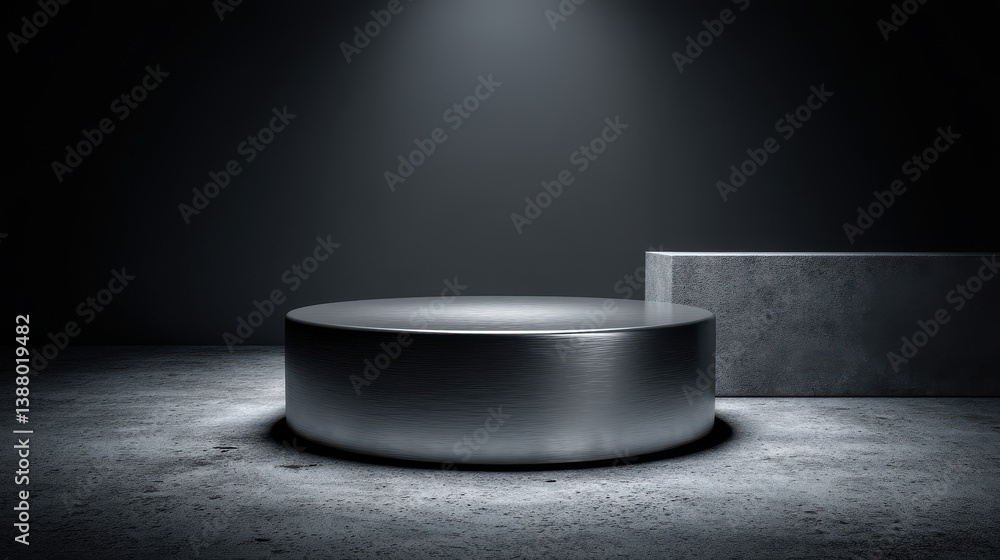 Poster blank silver template podium black 3d background of presentation pedestal stage studio platform or e