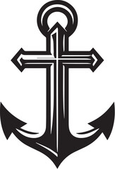 cross and anchor black color vector © Ami