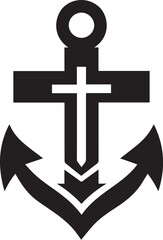 cross and anchor black color vector