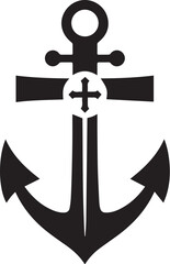 cross and anchor black color vector