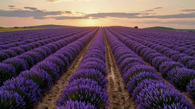 The Lavender Field at Sunset