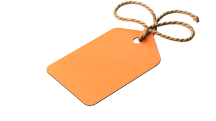 A blank orange tag tied with rustic rope ready for a message a symbol of potential and new beginnings