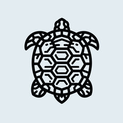 Stylized turtle illustration with intricate geometric patterns on light background for wildlife art and branding