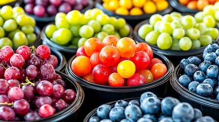 Colorful Grapes  Berries Market Stall.