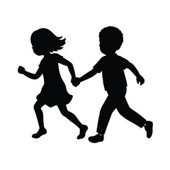 children running silhouettes