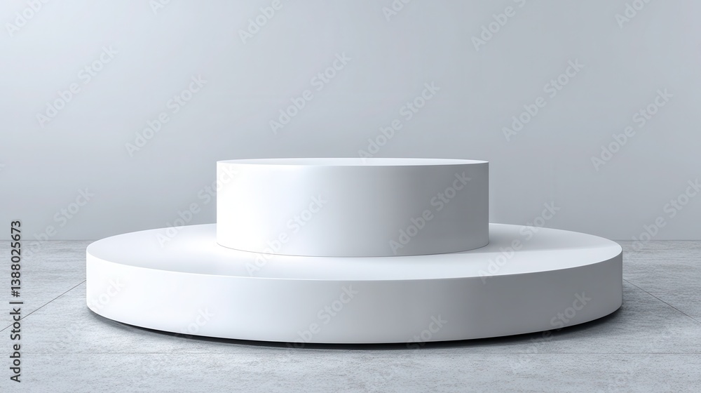 Poster empty podium or pedestal display on white background with cylinder stand concept. blank product shel