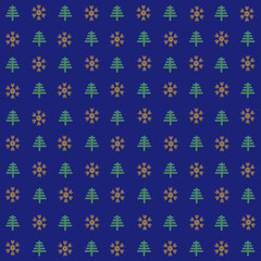 Beautiful Christmas trees vector seamless pattern. Colorful xmas card. Happy New Year or Happy New Year design for background, greeting card, wrapping paper, fabric, textile, wallpaper, stationery.