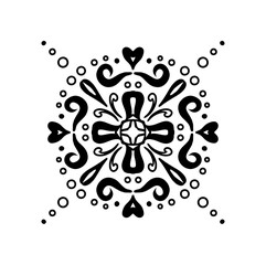 black and white floral ornament vector illustration