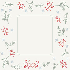 Vector Christmas holly berries seamless pattern background with hand-drawn elements. Xmas greeting card and design for fabric, scarves, scrapbooks, wrapping paper, and textiles.