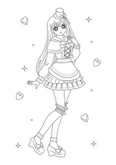 Drawn anime coloring pages illustration
