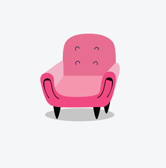 pink armchair isolated on white