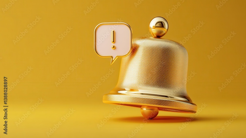 Aufkleber gold important update notification bell alarm icon or receive email attention sms sign and internet 