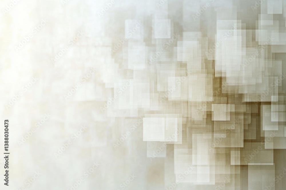 Poster Abstract digital background featuring structured pixel-like forms in soft neutral shades for modern and futuristic design applications