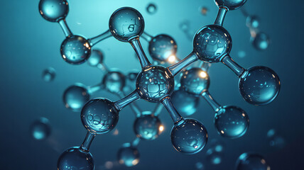 Molecular Structure Visualization: A Cluster of Interconnected Atoms Representing Scientific Research and Chemical Compounds