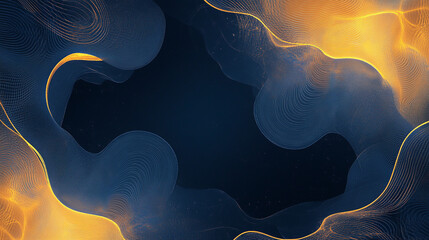 Abstract Wave Background with Glowing Golden Lines