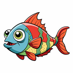 vector illustration of cartoon fish