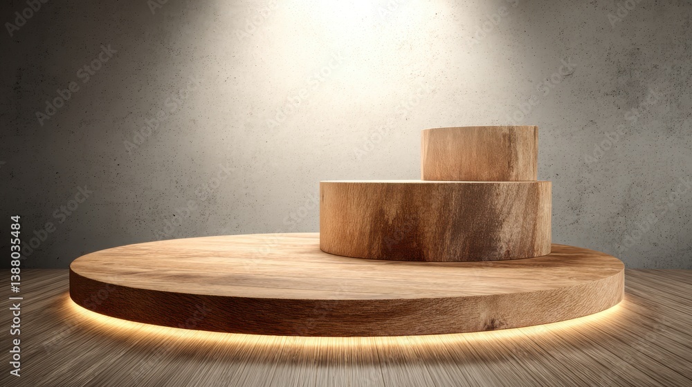 Poster luxury wood 3d backdrop presentation podium display platform modern background with minimal empty pe